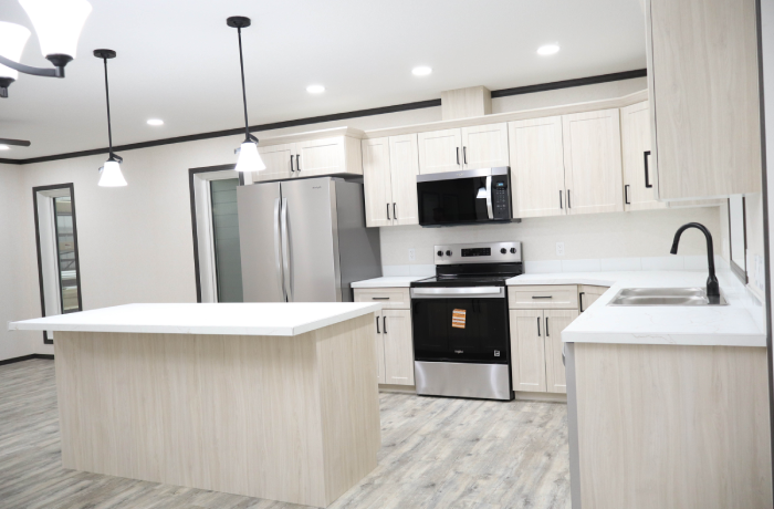 Kitchen and dining area in The Cottage home