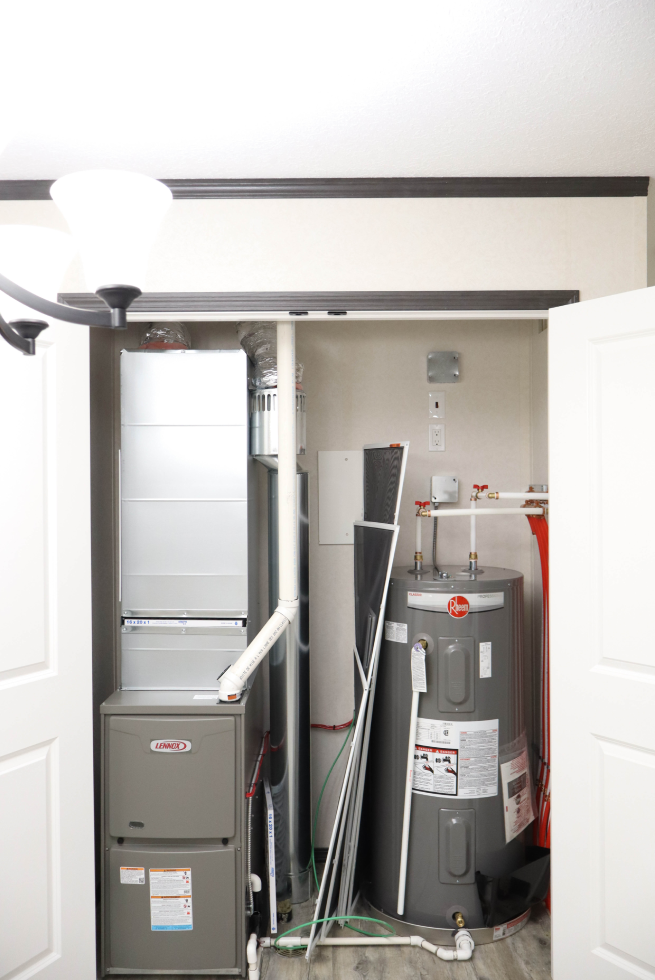 Utility and mechanical room inside modular home