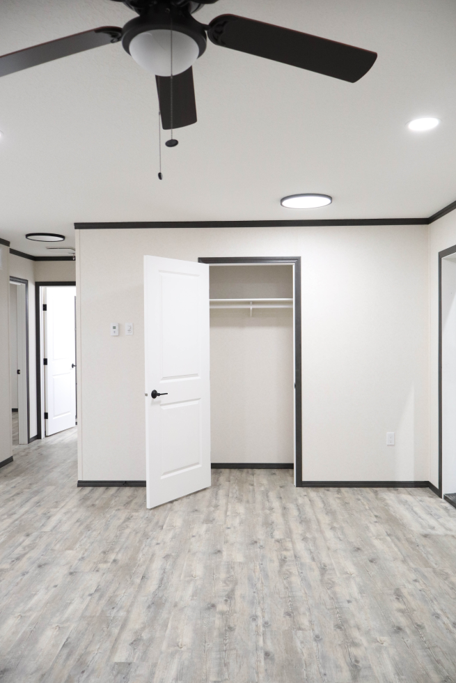 Open concept living room in The Cottage modular home