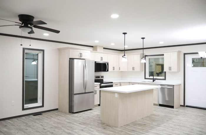 Multiple views of The Cottage modular home kitchen